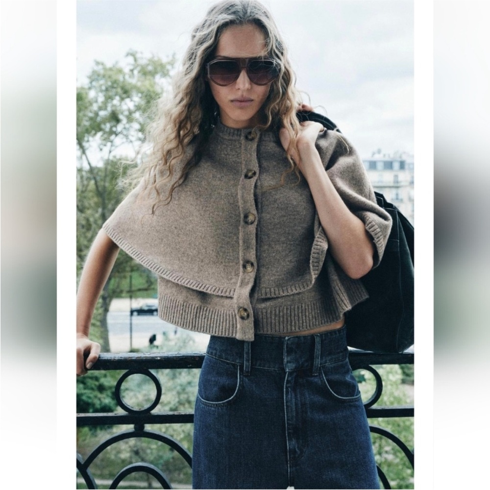Zara knit cape cardigan M NWOT